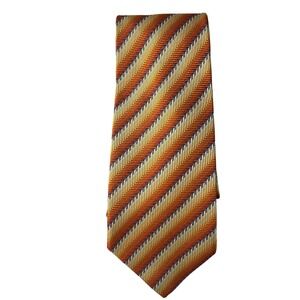 VTG Holland & Sherry‎ London 1836 Orange Blue Chevron Silk Neck Tie Handmade USA